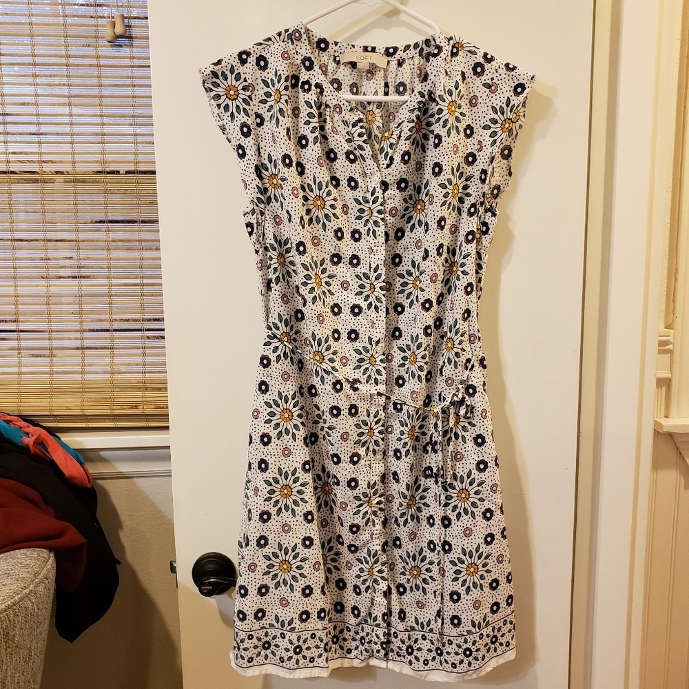 Loft Painterly Floral Flutter Shirt Dress